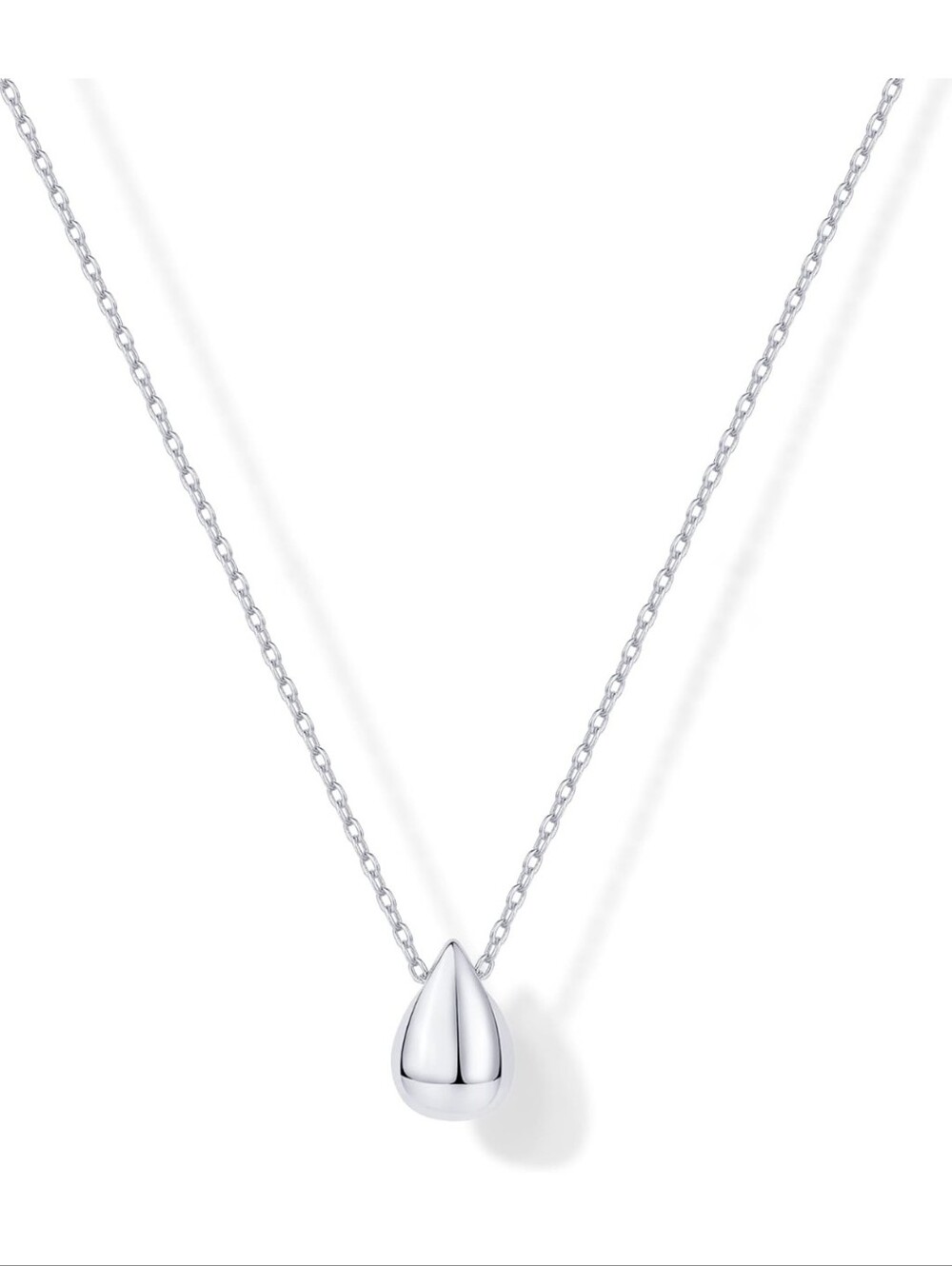 Minimalist Teardrop Pendant Necklace in Silver